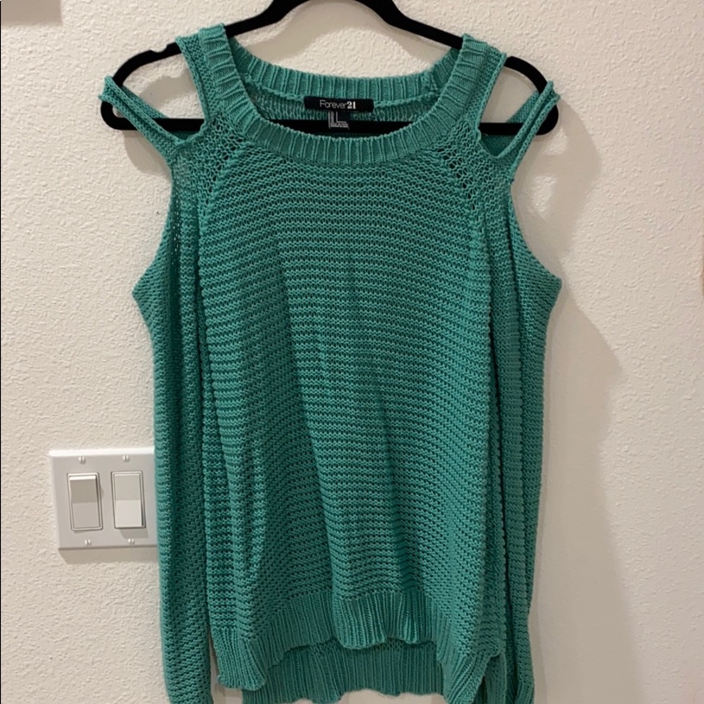 Cutout shoulder sweater